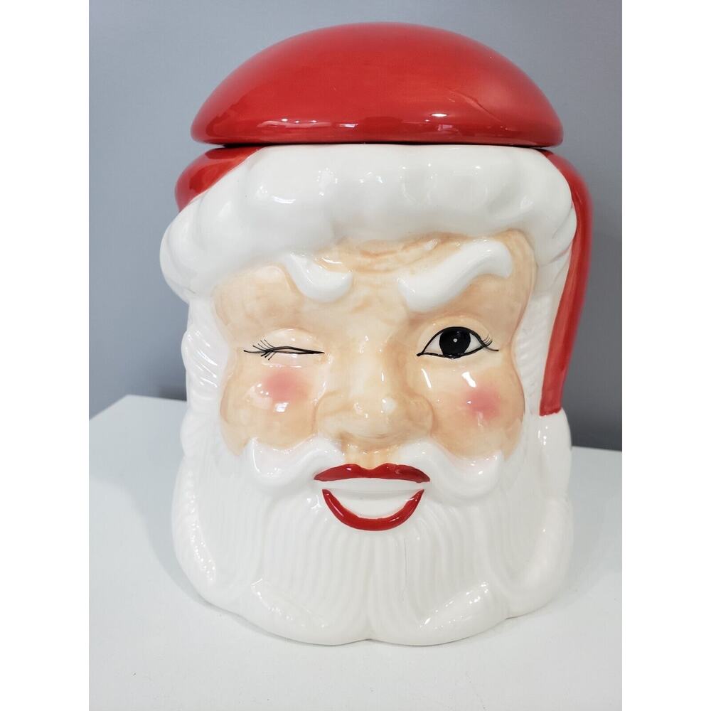 Vermont Country Store Santa Claus Winking Cookie Jar Retro Decor Kitschy Grandma